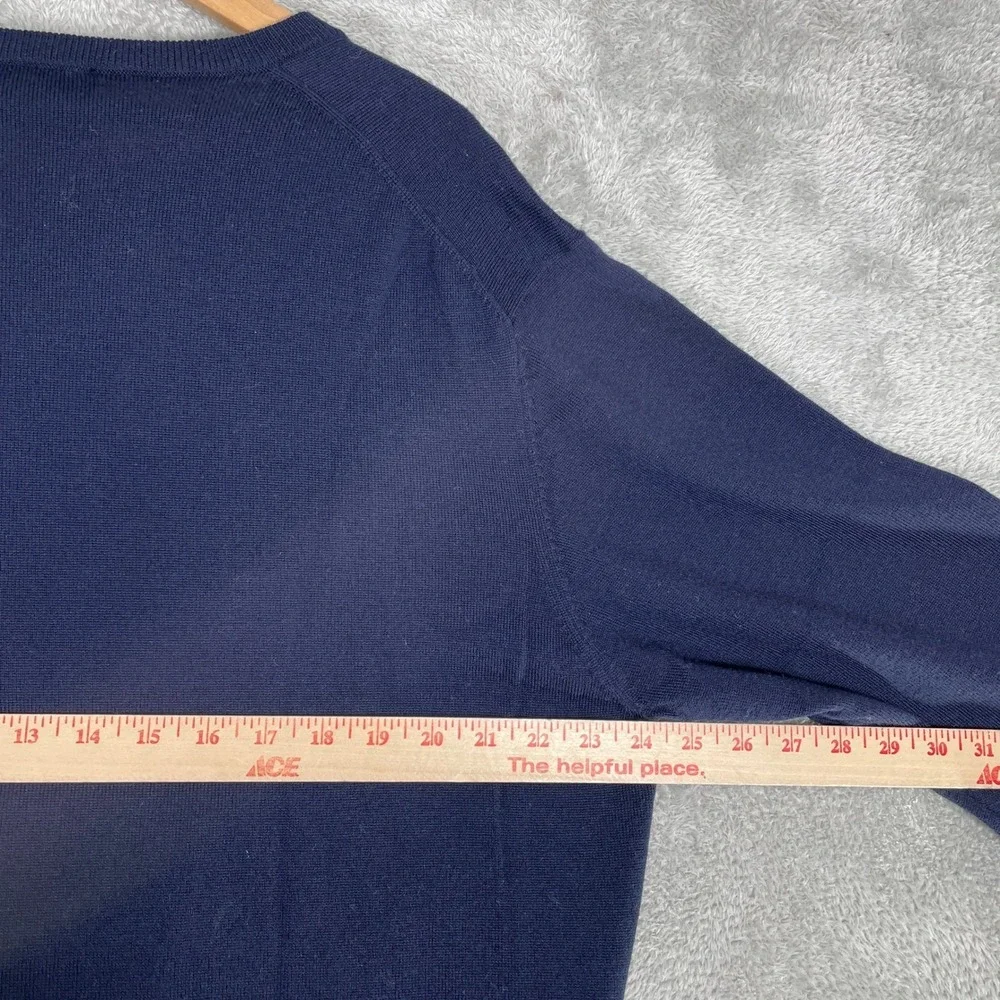 Jos A Bank Sweater Mens XL Blue Argyle Merino Wool V Neck Preppy Academic
